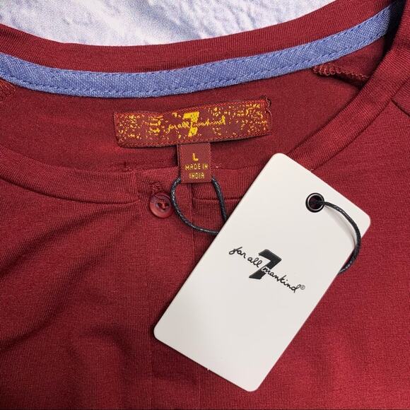 7 For All Mankind Raglan Sleeve Henley T-Shirt - Picture 7 of 7